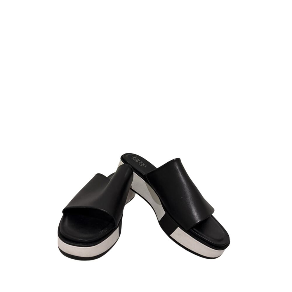 Franco Sarto Orelia Platform Slide Sandals White Trim Size 9